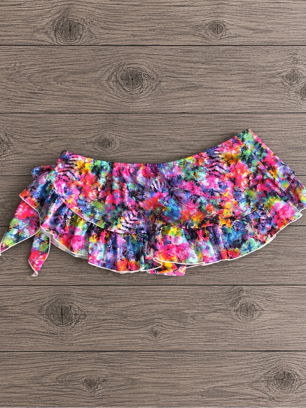 NWOT smart & sexy Multicolor Swim cover Ruffle Skirt with Side Tie
